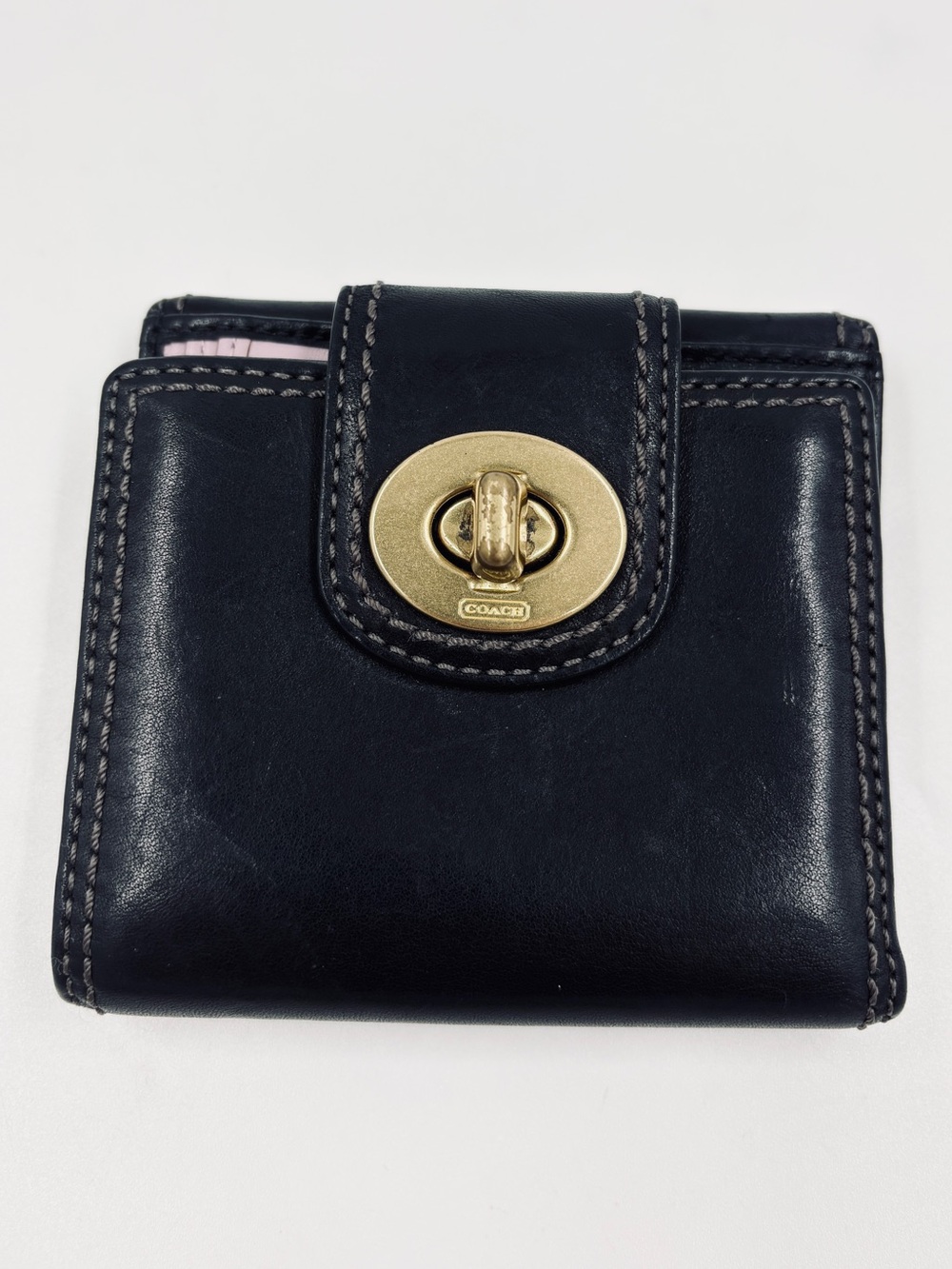 VTG Y2K Coach Leather Turnlock Bifold Wallet Black
